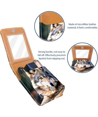 Travel Lipstick Organizer Case | Portable Makeup Bag with Mirror | Animal Portrait Wolf Design - Perfect for International Shipping - Buy Online on GoSupps.com