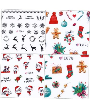 ABOOFAN 4 Sheets Christmas Nail Stickers Christmas Nail Art Stickers Christmas Adhesive Nail Sticker Snowflake Nail Decals Appliques Embellishments Self-Adhesive Nail Decals Winter - Buy Online on GoSupps.com