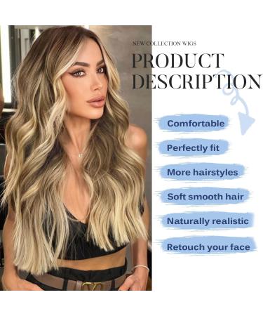 Mabufun Middle Part Curly Synthetic Wig - Ombre Blonde | Heat Resistant Fiber, Natural Look for Daily & Party Wear - Buy Online on GoSupps.com