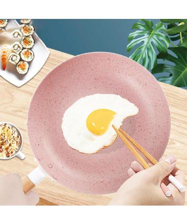 UXIYI Pan Nonstick Frying Pan Household Pancake Pan with Wood Handle Dishwasher Safe Compatible with All Cooktops Pink 9.4in 9.4in Pink - Buy Online on GoSupps.com