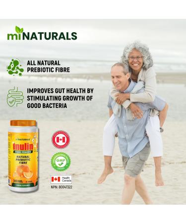 miNATURALS Pure Inulin Fiber Powder - Natural Prebiotic Fibre Supplement (340g - 81 Doses) - Orange Flavoured - Buy Online on GoSupps.com