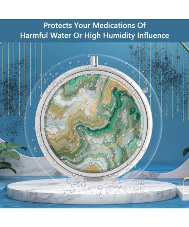 Portable 3-Compartment Pill Box - Green Onyx Marble | Decorative Metal Organizer for Meds & Vitamins | Unique Gift Idea - Buy Online on GoSupps.com