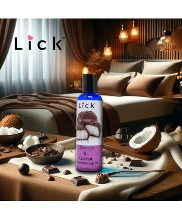 Buy Lick Chocolate & Coconut Flavored Body Oil - Edible Massage Oil for Couples | Vitamin E Enriched Perfect for Date Night 4 oz - Buy Online on GoSupps.com