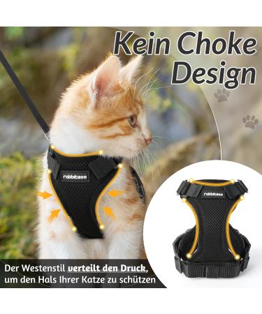 Rabbitgoo Cat Dishes & Black Soft Harness Set - Breakout-Proof Cat Breastplate for Safe Adventures - Buy Online on GoSupps.com