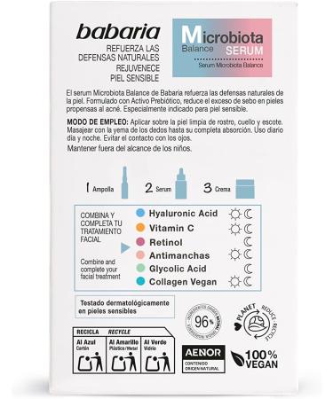 Babaria S rum Microbiota Balance Strengthens the Skin Defense AntiAge Effect Reduces Acne Recommended for Sensitive Skin 100 Vegan 30ml - Buy Online on GoSupps.com