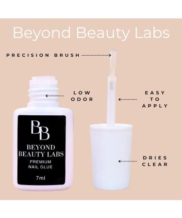Brush on Nail Glue for Press on Nails | Quick Dry & Long Lasting Acrylic Nail Adhesive - Beyond Beauty Labs 7ml - Buy Online on GoSupps.com