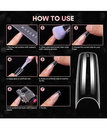 Makartt French Nail Tips 500pcs Half Cover Clear 02 - Press on Fake Nails for Acrylic Extensions | 10 Sizes Nail Tips - Buy Online on GoSupps.com