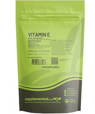Vitamin E 400iu 180 Softgel Capsules | UK Made Supplement - Buy Online on GoSupps.com