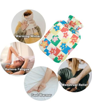 NAANLE 2L Hot Water Bottle with Checkered Floral Cover - Pain Relief & Heat Therapy for Back Neck Hands & Feet - Buy Online on GoSupps.com