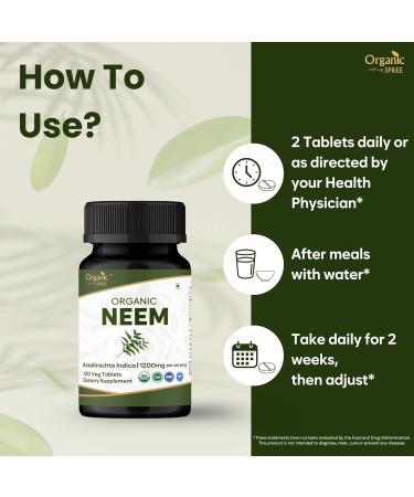 Neem 120 Tablets | Azadirachta Indica (Neem) | USDA Organic Certified | Healthy Skin and Detox* | Dietary Supplement - 120tab 120 Count (Pack of 1) - Buy Online on GoSupps.com