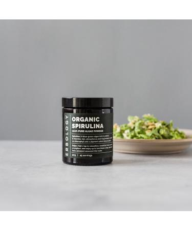 Erbology Organic Spirulina Powder 3.2 oz - 45 Servings - Sustainably Sourced in Portugal - Energy and Immunity Support - Rich in Chlorophyll B Vitamins Iron and Phosphorus - Vegan - GMO-Free Spirulina 3.2 Ounce (Pack of 1) - Buy Online on GoSupps.com