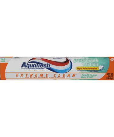Aquafresh Extreme Clean Pure Breath Action Fluoride Toothpaste Fresh Mint 5.6 Ounce