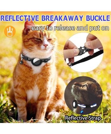 Smpili Airtag Cat Collar | Reflective Kitten Collar with Breakaway Feature | 0.4 Width | Black - Buy Online on GoSupps.com