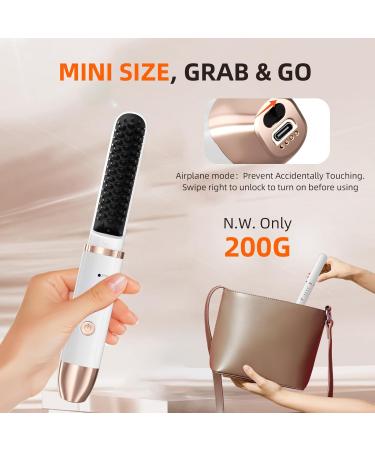 Cordless Hair Straightener Brush | Portable Mini Electric Comb for Men & Women | Ionic Thermal Wireless Hot Brush (White) - Shop Now - Buy Online on GoSupps.com