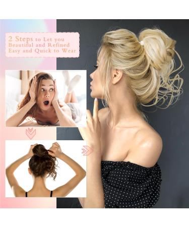 Voluminous Wavy Messy Bun Hairpiece with Hair Rope & Hairpin - Blonde/Gold - Buy Online on GoSupps.com