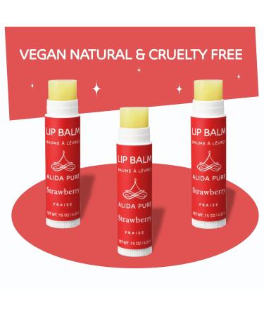 ALIDA PURE Strawberry Lip Balm Collection Vegan Lip Balm Beeswax Free with Avocado Oil Organic Jojoba Oil and Vitamin E Natural Moisturizer for Dry Chapped Lips 3 Tube Set - Buy Online on GoSupps.com