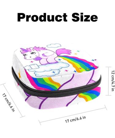 Stylish Menstruation Pad Bag with Zipper | Women's Napkin & Tampon Collection Bag - Smiling Unicorn Design - Buy Online on GoSupps.com