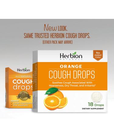 Herbion Naturals Orange Cough Drops - 18 Ct - Soothes Sore Throat & Dry Mouth - For Adults & Children 6 - Buy Online on GoSupps.com