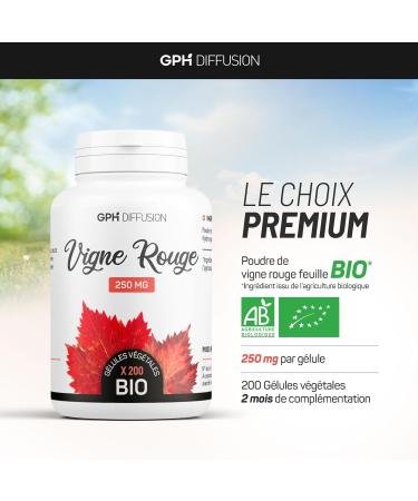 Organic Red Vine 250mg - 200 Vegetable Capsules - Buy Online on GoSupps.com