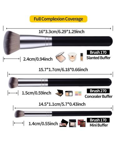 Buy Burfy 3-Piece Professional Make-Up Brush Set | Foundation & Concealer Brushes | Synthetic Fiber for Liquid & Powder | International Shipping - Buy Online on GoSupps.com