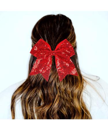 Xansema Deep Purple Sequins Large Cheer Bow Hair Tie for Women, Girls, Teens & Kids - Buy Online on GoSupps.com