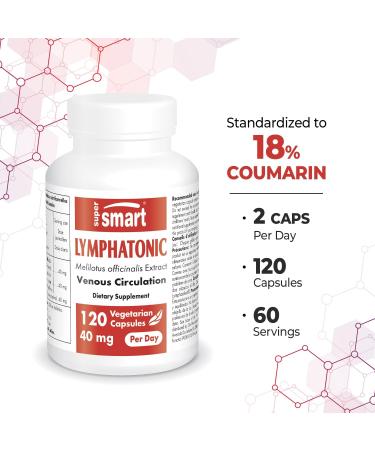 Supersmart Lymphatonic 40mg | Lymphatic Drainage & Swelling Support Supplement - Melilotus Officinalis 18% Coumarin - 120 Vegetarian Capsules - Buy Online on GoSupps.com