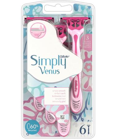 Gillette Simply Venus 3 Women's Razors - 6 Disposable Razors for Smooth Shaving | International Shipping Available - Buy Online on GoSupps.com