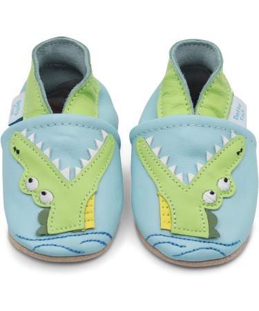 Dotty Fish Soft Leather Baby Shoes for Boys | Non Slip Toddler Shoes with Animal Designs | 0-6 Months - 4-5 Years | Crocodile Design - Buy Online on GoSupps.com