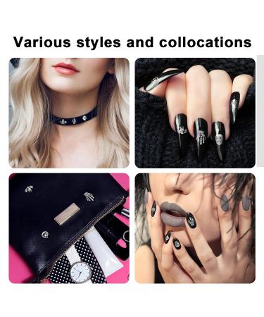 100pcs Halloween 3D Nail Charms - Ghost Skeleton Pumpkin Bat Skeleton Hand Alloy Nail Decorations - Silver Metal Nail Charms for DIY Nail Art & Crafts - Buy Online on GoSupps.com