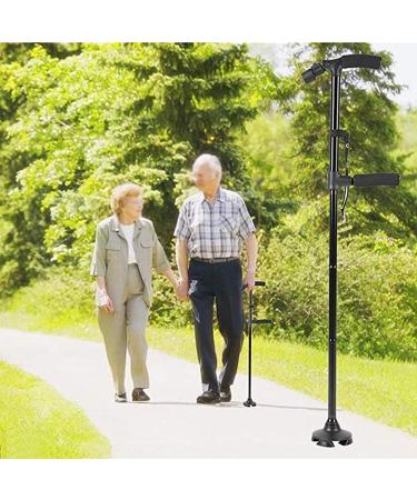 Walking Cane Folding Trekking Poles Double Handle Design with Flashlight Led Lights Adjustable Walking Stick for Old Men Get Up and Go - Buy Online on GoSupps.com