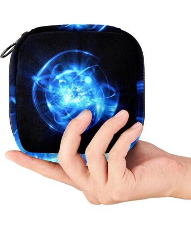 Women's Napkin Storage Bag - 3D Atom Icon Blue Shine Portable for Menstruation & First Period - Ideal for Teens & Women - Buy Online on GoSupps.com