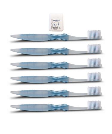 Sofresh Flossing Toothbrush Adult Soft Blue  Choose Quantity & Color  Bundle with Xylitol Dental Floss 6 Blue