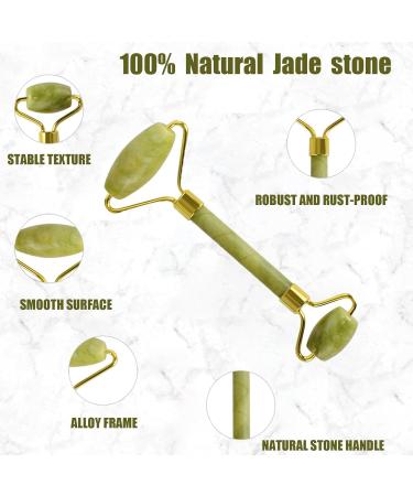 Jade Roller Gua Sha Massage Tool - Reduce Puffiness & Wrinkles for Face Eyes & Neck - Anti-Aging & Sculpting - Purple Stone - Buy Online on GoSupps.com