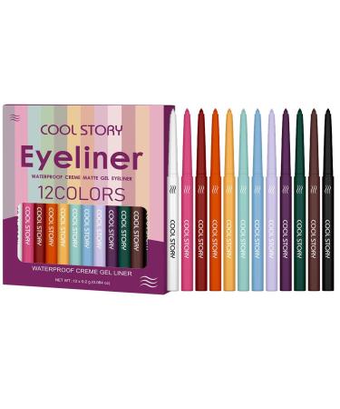 Eye Liner Set | Waterproof Matte Liquid Liner Pen Set | Matte Eyeshadow Highlight Pen Rainbow Eye Liner Soft Crayon Eye Shadow Set for Halloween Festival Makeup