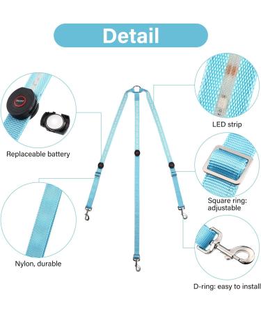 Frienda LED Light Horse Breastplate Collar - Adjustable Visibility Tack with 3 D-Ring, 3 Lighting Modes - Equestrian Safety Gear for Night Riding - Blue (1 Piece) - Buy Online on GoSupps.com