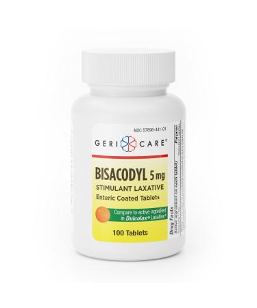 GeriCare Bisacodyl 5 mg Laxative Coated Tablet | Generic for Dulcolax | Stimulant Laxative | Gentle Overnight Constipation Relief 100 Count (Pack of 1)