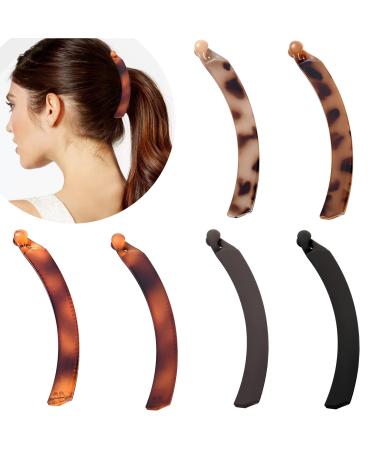 6 Pieces Large Banana Hair Clips for Women Ponytail Holder Banana Clips for Fine Thick Hair 6 Multi Colors D