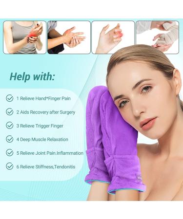 Hot & Cold Hand Therapy Gloves - Pain Relief for Arthritis, Carpal Tunnel & Hand Injuries - Microwavable & Freezable Mittens in Dark Gray & Purple - Buy Online on GoSupps.com