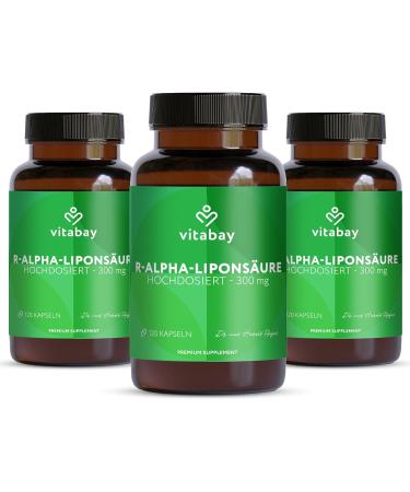 VITABAY R-Alpha lipoic acid 300mg |360 pieces (3 -pack) Vegane High -dose capsules |Bio -available laboratory test & manufactured from high -quality raw materials |Antioxidans alpha lipoic acid r alpha 360 pieces (1 Pack)