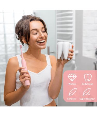 Rechargeable Electric Toothbrush for Adults - 6 Modes IPX7 Waterproof Fast Charging & 4 Replacement Heads - Pink - Buy Online on GoSupps.com