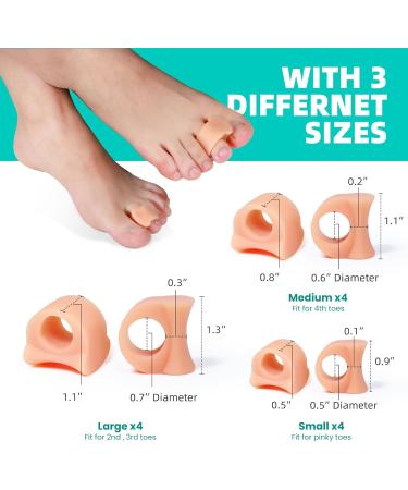 Toe Separators for Women | Gel Spacers for Bunions & Overlapping Toes | Big Toe Alignment Correctors (12 Pack 3 Sizes Beige) - Comfortable Relief & Support - Buy Online on GoSupps.com
