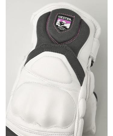 Hestra Impact Racing Junior Leather Mitt - White/Cerise - Size 7 | Youth 4-13 yrs - Buy Online on GoSupps.com
