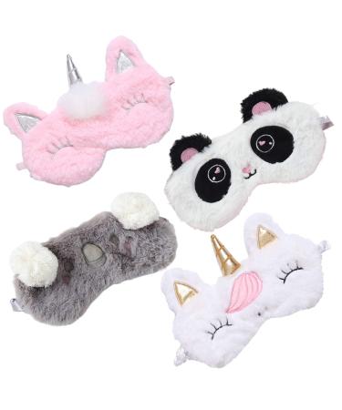 YEMIANJU Kids Eye Mask for Sleeping Unicorn Panda Koala Snug Fit Breathable Cotton Ultra Thin Adjustable Harness Eye Covers for Sleeping Sleep Mask for Kids Women Men and Adults