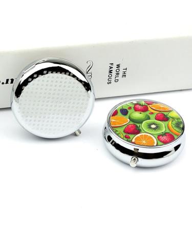 Portable Fruit Printed Pill Box - 3 Compartment Travel Case | Small Medicine Organizer for Purse & Pocket - Buy Online on GoSupps.com