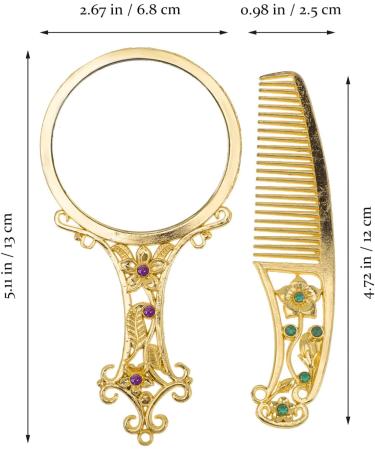 Vintage Golden Handheld Mirror and Comb Set for Women - Uonlytech - Buy Online on GoSupps.com