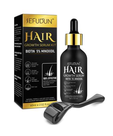 Minoxidil for Men-Hair Growth Serum with Biotin-Hair Care for Healthy Hair Growth for Men Women-Thicken and Strengthen for Hair Regrowth with 0.25mm Roller -60ML