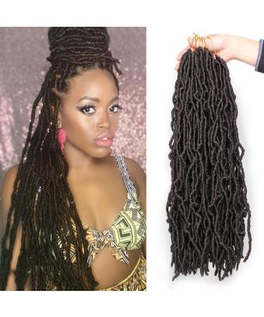 Xtrend 24 Inch 2 Packs Nu Faux Locs Crochet Hair Long Dark Brown Pre looped Gypsy Locs Crochet Hair Synthetic Goddess Faux Locs Braids Hair Natural Wavy Dreadlock Braids Hair Extensions 18strands 4# 24 Inch (Pack of 1) 4#