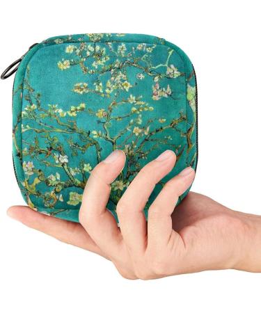 Menstruation Pad Bag with Zipper - Stylish Women's Napkin & Tampon Bag | Flowering Almond Tree Design - Buy Online on GoSupps.com