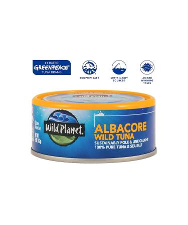 Wild Planet Albacore Tuna in Sea Salt - Sustainably Caught, Non-GMO, Kosher, 12 Pack (5oz Each) - Buy Online on GoSupps.com