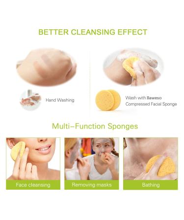 100% Natural Compressed Cellulose Facial Sponges - Reusable Bigger / Thicker Spa Pads for Face Deep Cleansing and Exfoliation - 20Pcs - Buy Online on GoSupps.com